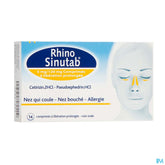RhinoSinutab® comprimés soulage les symptômes allergiques tels que la congestion nasale, les éternuements, l’écoulement nasal et les démangeaisons du nez et des yeux, 14 comprimés